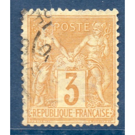 Timbre France Yvert No 86 Type II Sage 3c bistre-jaune Oblitéré