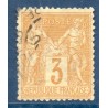 Timbre France Yvert No 86 Type II Sage 3c bistre-jaune Oblitéré