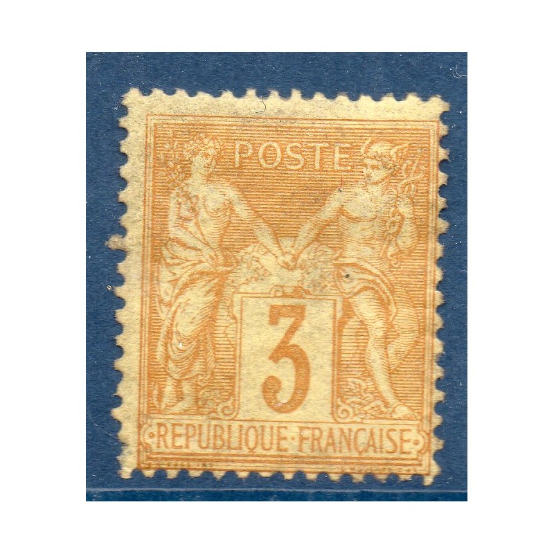 Timbre France Yvert No 86 Type II Sage 3c bistre-jaune Neuf (*) sans gomme