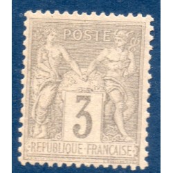 Timbre France Yvert No 87 Type II Sage 3c gris Neuf (*) sans gomme