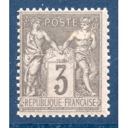 Timbre France Yvert No 87 Type II Sage 3c gris Neuf * sur charnière