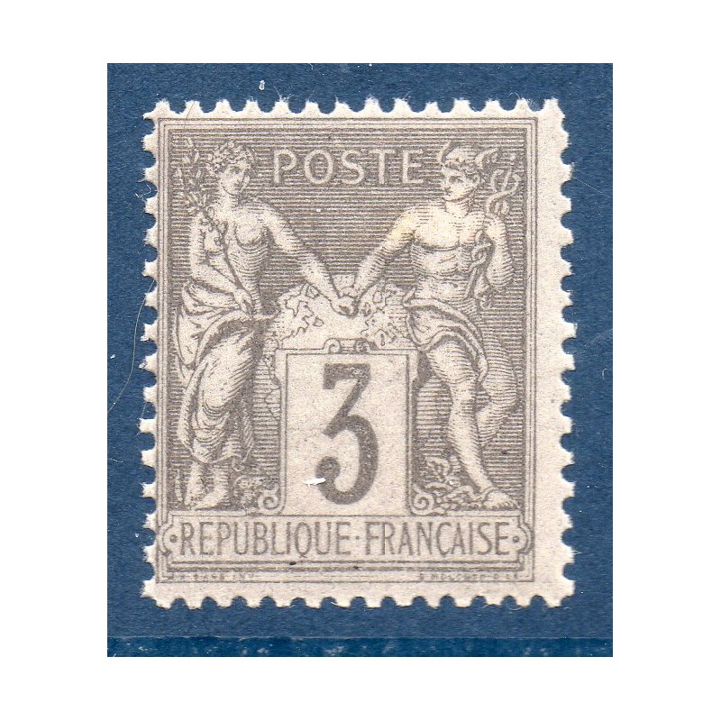 Timbre France Yvert No 87 Type II Sage 3c gris Neuf * sur charnière