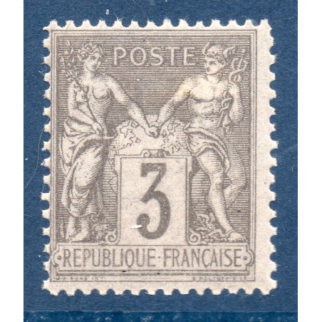 Timbre France Yvert No 87 Type II Sage 3c gris Neuf * sur charnière