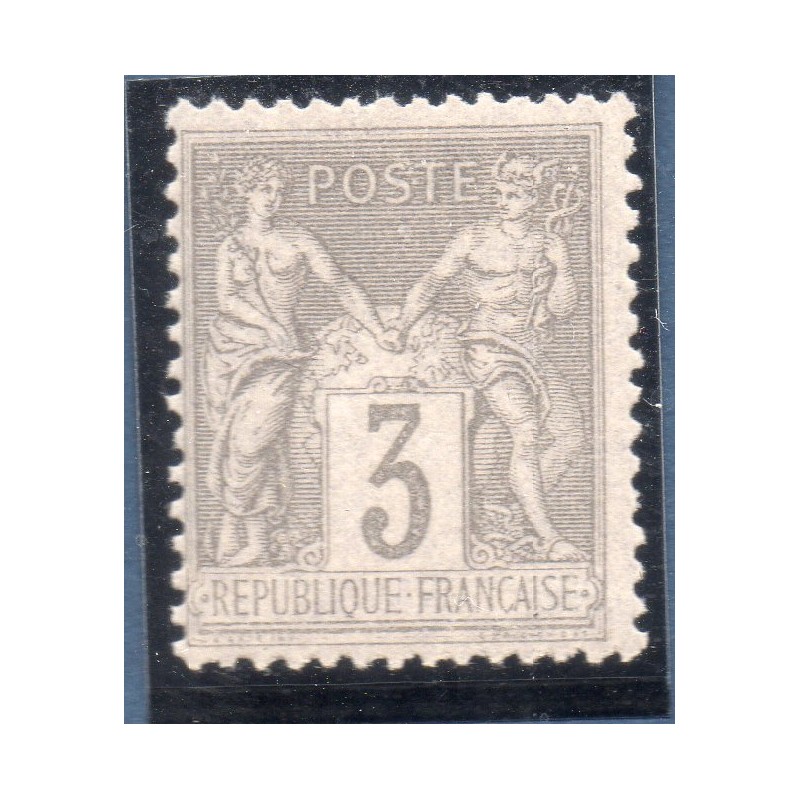 Timbre France Yvert No 87 Type II Sage 3c gris Neuf ** sans trace de charnière