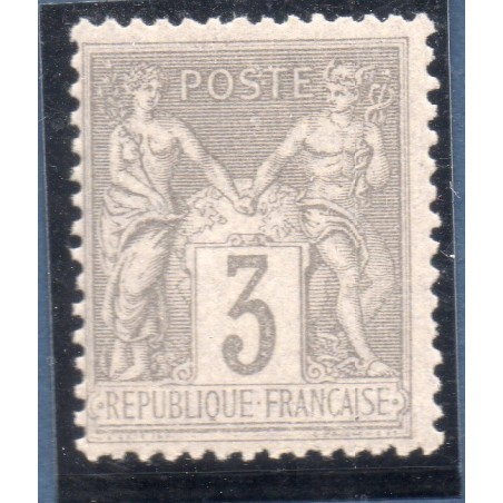 Timbre France Yvert No 87 Type II Sage 3c gris Neuf ** sans trace de charnière