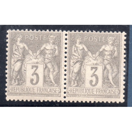 Timbre France Yvert Paire No 87 Type II Sage 3c gris Neuf ** sans trace de charnière