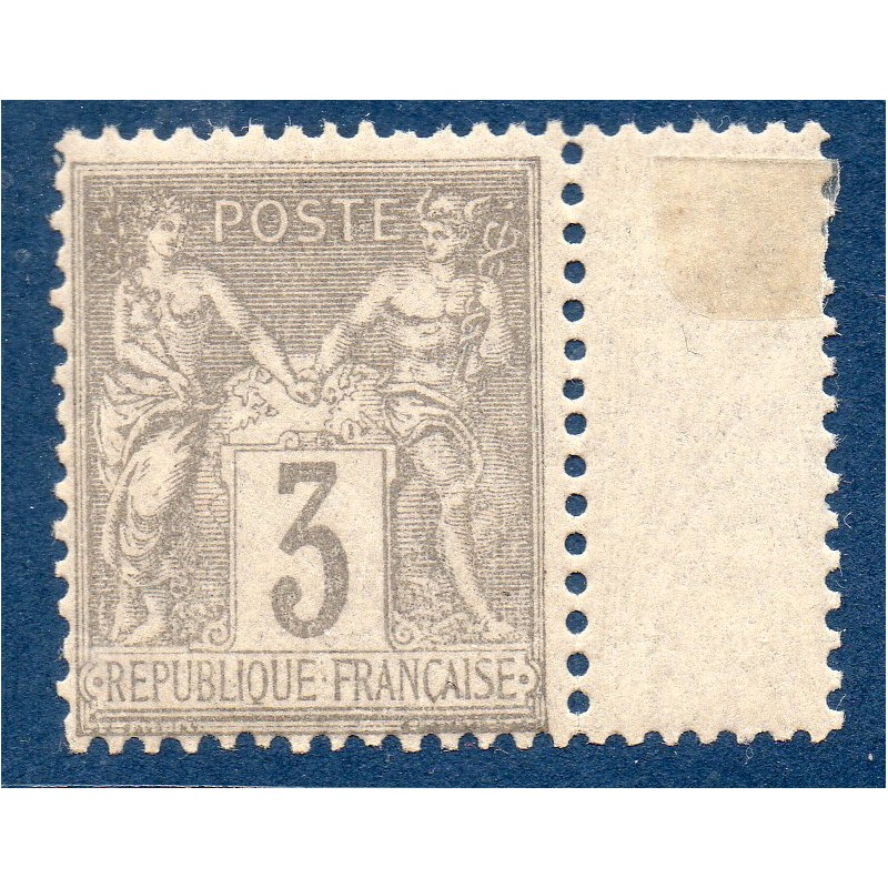 Timbre France Yvert No 87a Type II Sage 3c gris clair Neuf * sur charnière