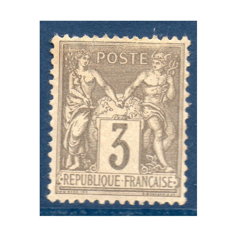 Timbre France Yvert No 87b Type II Sage 3c gris-jaunâtre Neuf * sur charnière