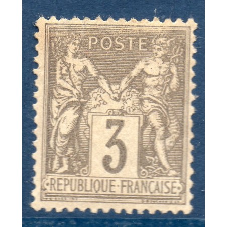 Timbre France Yvert No 87b Type II Sage 3c gris-jaunâtre Neuf * sur charnière