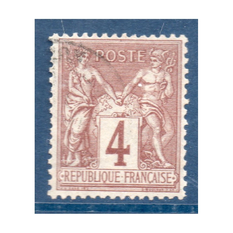 Timbre France Yvert No 88 Type II Sage 4c lilas-brun Oblitéré