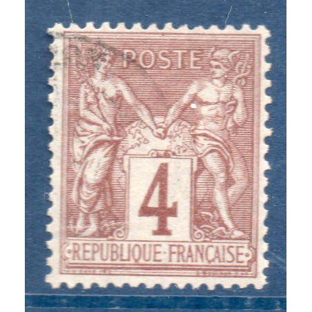 Timbre France Yvert No 88 Type II Sage 4c lilas-brun Oblitéré