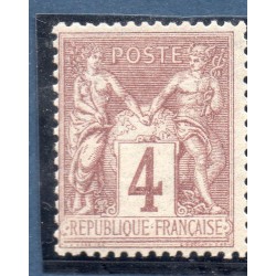 Timbre France Yvert No 88 Type II Sage 4c lilas-brun Neuf ** sans trace de charnière