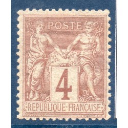 Timbre France Yvert No 88 Type II Sage 4c lilas-brun Neuf * sur charnière