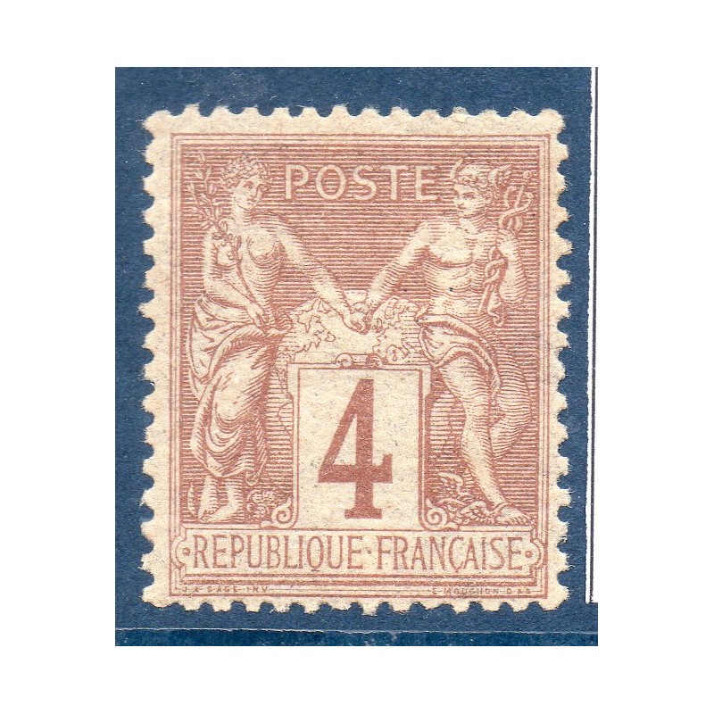 Timbre France Yvert No 88 Type II Sage 4c lilas-brun Neuf * sur charnière