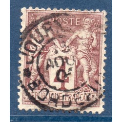 Timbre France Yvert No 88a Type II Sage 4c lilas s. azuré Oblitéré noir journaux