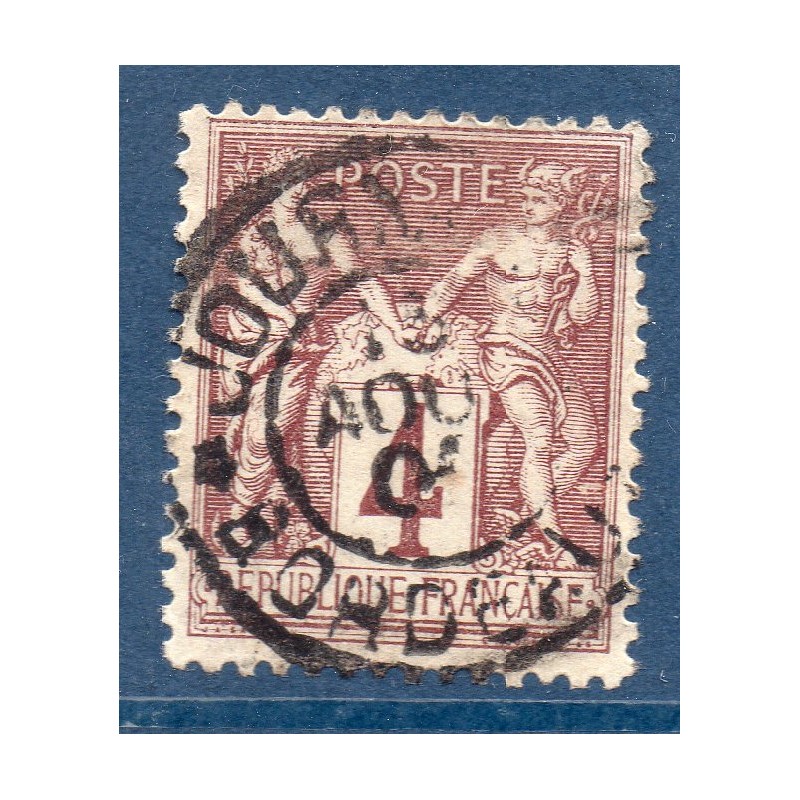 Timbre France Yvert No 88a Type II Sage 4c lilas s. azuré Oblitéré noir journaux