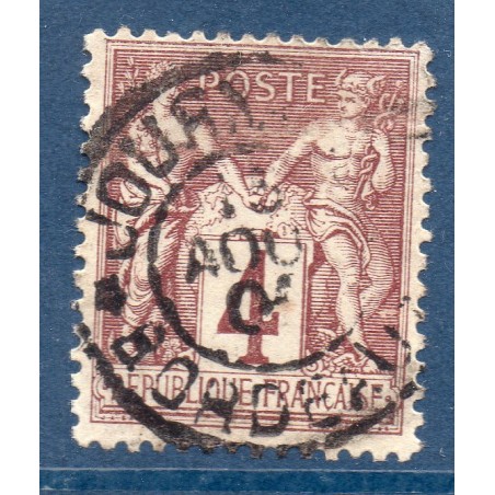 Timbre France Yvert No 88a Type II Sage 4c lilas s. azuré Oblitéré noir journaux