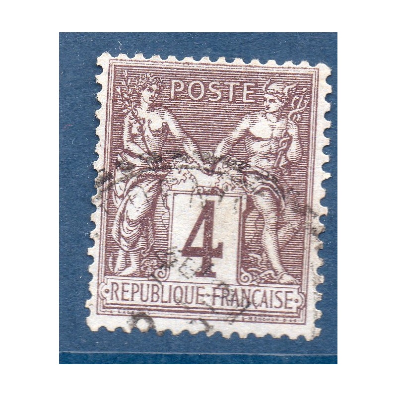 Timbre France Yvert No 88b Type II Sage 4c lilas foncé s. azuré Oblitéré