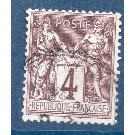 Timbre France Yvert No 88b Type II Sage 4c lilas foncé s. azuré Oblitéré