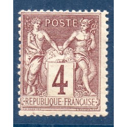 Timbre France Yvert No 88b Type II Sage 4c lilas foncé s. azuré Neuf ** sans trace de charnière