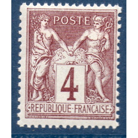 Timbre France Yvert No 88b Type II Sage 4c lilas foncé s. azuré Neuf * sur charnière