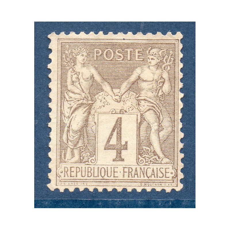 Timbre France Yvert No 88 variété Type II Sage 4c gris clair Neuf (*) sans gomme