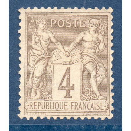 Timbre France Yvert No 88 variété Type II Sage 4c gris clair Neuf (*) sans gomme