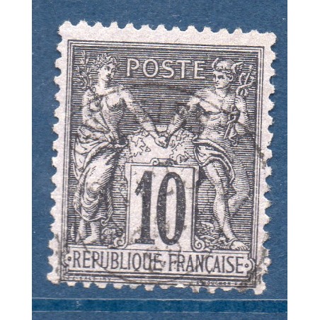 Timbre France Yvert No 89 Type II Sage 10c noir s. lilas Oblitéré