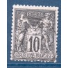 Timbre France Yvert No 89 Type II Sage 10c noir s. lilas Oblitéré