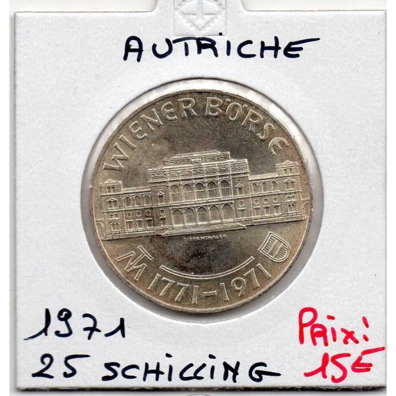 Autriche 25 Schilling 1971 Spl, KM 2907 Bourse de Vienne pièce de monnaie