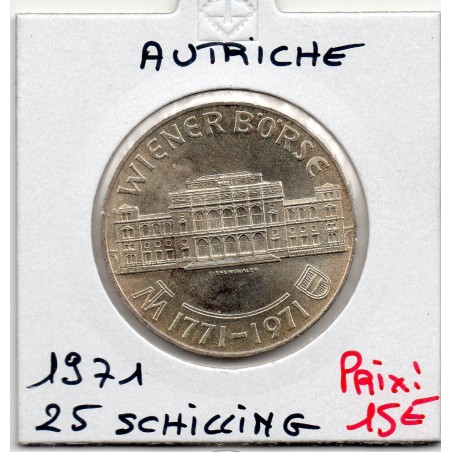 Autriche 25 Schilling 1971 Spl, KM 2907 Bourse de Vienne pièce de monnaie