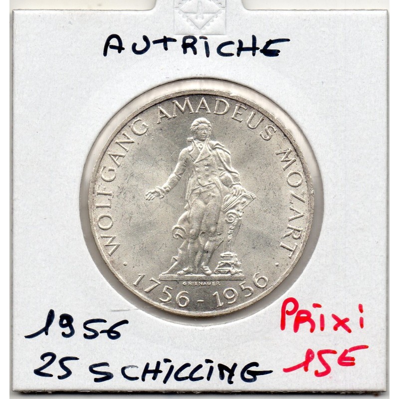 Autriche 25 Schilling 1956 Spl, KM 2881 Mozart pièce de monnaie