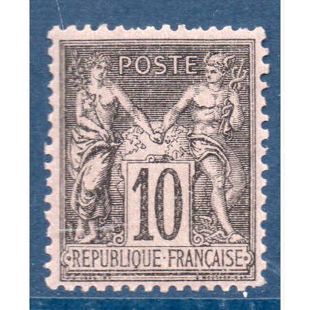 Timbre France Yvert No 89 Type II Sage 10c noir s. lilas Neuf * sans trace de charnière