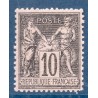 Timbre France Yvert No 89 Type II Sage 10c noir s. lilas Neuf * sans trace de charnière