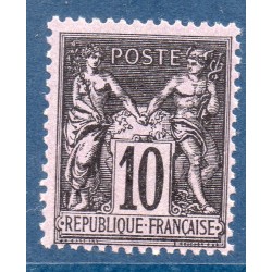 Timbre France Yvert No 89a Type II Sage 10c noir s. violet Neuf ** sans trace de charnière