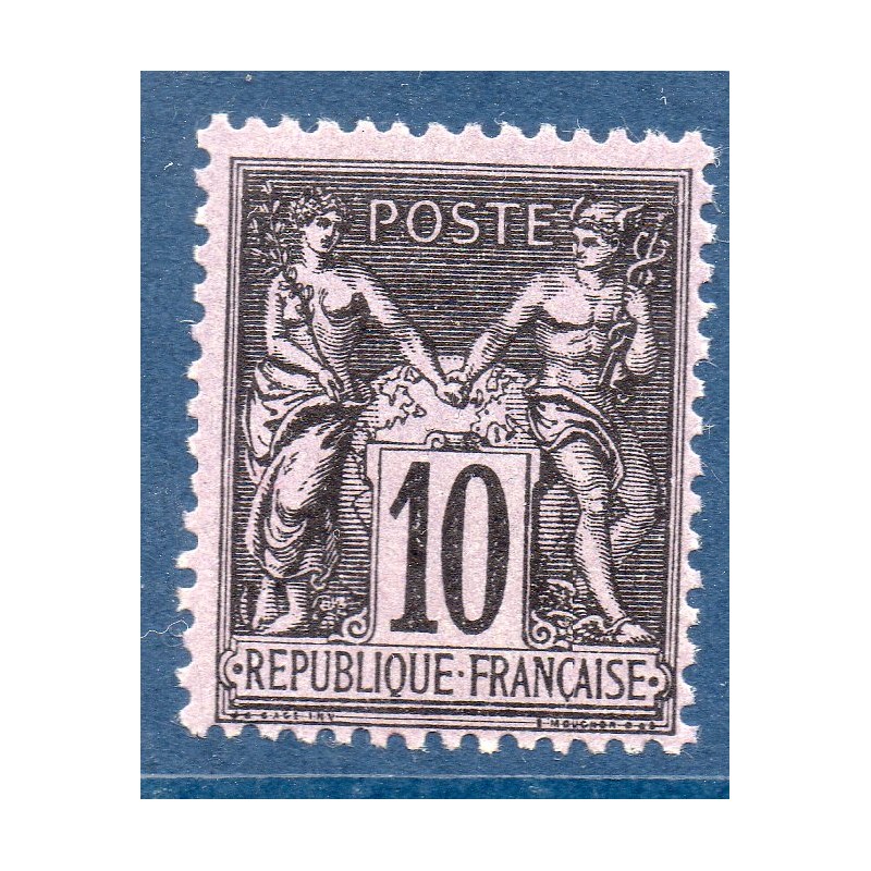 Timbre France Yvert No 89a Type II Sage 10c noir s. violet Neuf ** sans trace de charnière