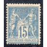 Timbre France Yvert No 90 Type II Sage 15c bleu Neuf ** sans trace de charnière