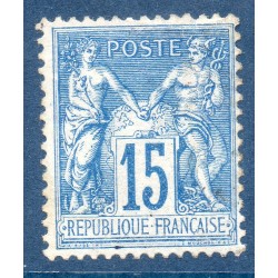 Timbre France Yvert No 90a Type II Sage 15c bleu sur bleu Neuf (*) sans gomme