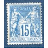 Timbre France Yvert No 90a Type II Sage 15c bleu sur bleu Neuf (*) sans gomme