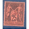 Timbre France Yvert No 91 Type II Sage 25c noir s. rouge Neuf * sur charnière