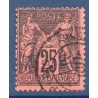 Timbre France Yvert No 91a Type II Sage 25c noir s. rouge foncé Oblitéré