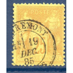 Timbre France Yvert No 92 Type II Sage 25c bistre s. jaune Oblitéré