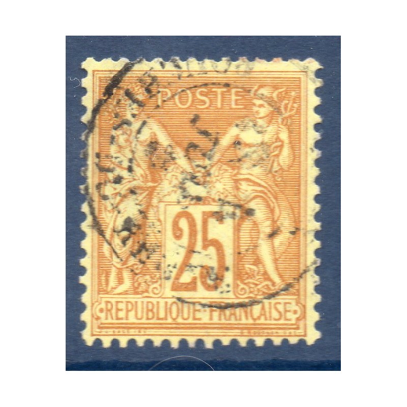 Timbre France Yvert No 92a Type II Sage 25c jaune s. bistre-jaune Oblitéré