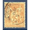 Timbre France Yvert No 92a Type II Sage 25c jaune s. bistre-jaune Oblitéré