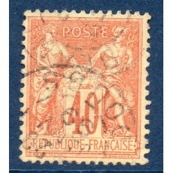 Timbre France Yvert No 94 Type II Sage 40c orange Oblitéré