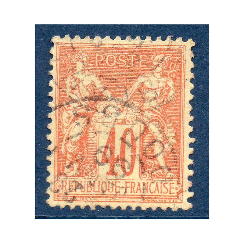 Timbre France Yvert No 94 Type II Sage 40c orange Oblitéré