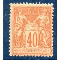 Timbre France Yvert No 94 Type II Sage 40c orange Neuf * sur charnière