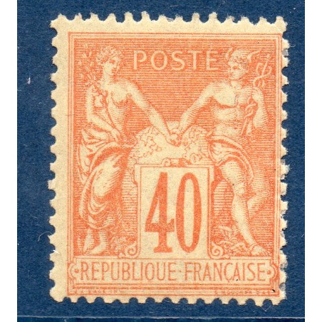 Timbre France Yvert No 94 Type II Sage 40c orange Neuf * sur charnière