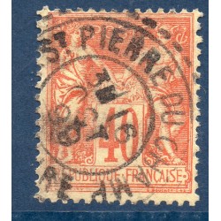 Timbre France Yvert No 94a Type II Sage 40c vermillon Oblitéré