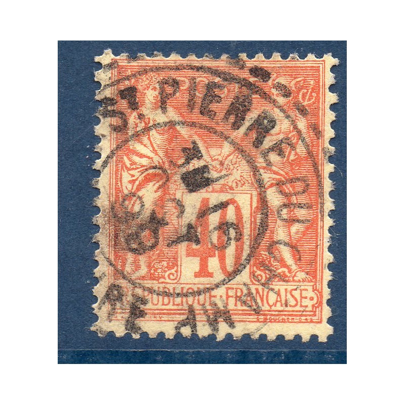 Timbre France Yvert No 94a Type II Sage 40c vermillon Oblitéré